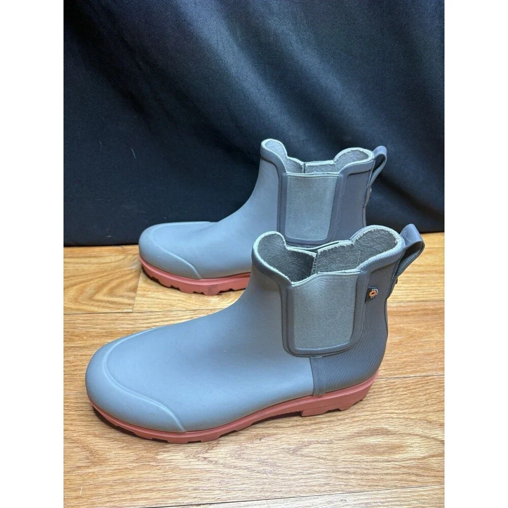 BOGS Holly Chelsea Rain Boots Women's 9 EU 40 Gray Pink  Waterproof Rubber